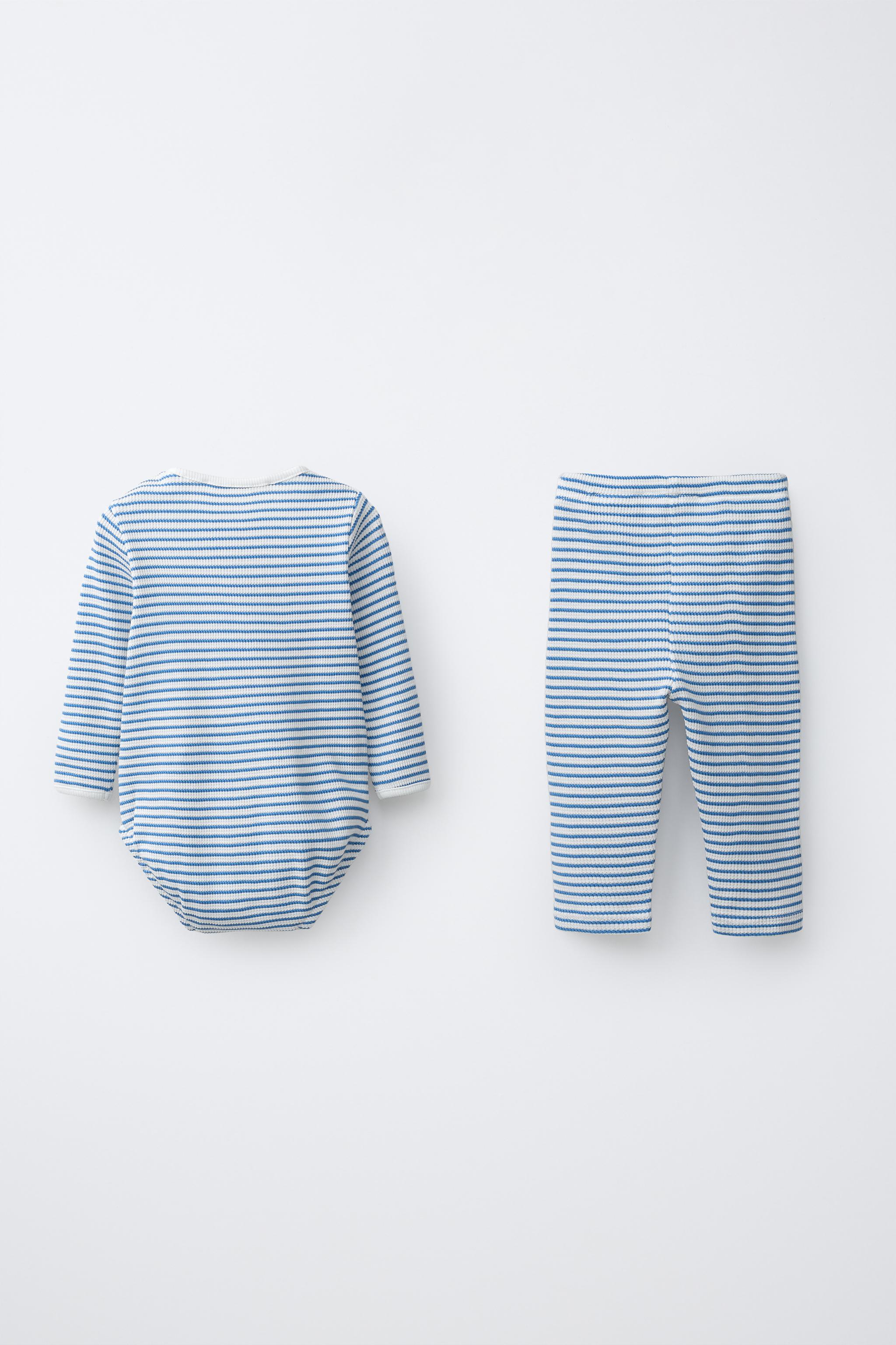ENSEMBLE BODY ET LEGGING À RAYURES AVEC POUSSIN BRODÉ